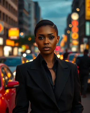 Exemple illustrant la commande /afrocity : Rue de la ville au crépuscule