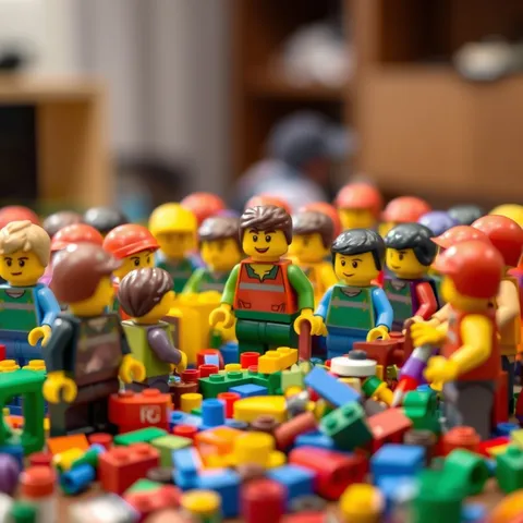 Exemple illustrant la commande /diobricks : Scène en briques de construction
