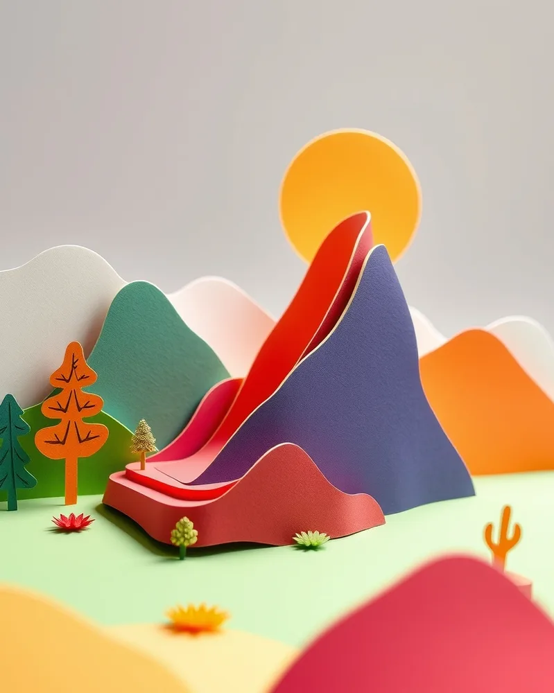 Example illustrating the /diopapercraft command: Layered paper-cut scene