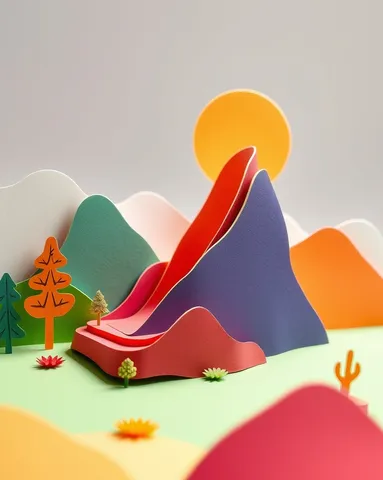 Exemple illustrant la commande /diopapercraft : Scène en papier découpé en couches