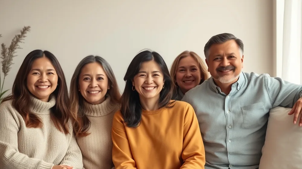 Exemple illustrant la commande /editfamily : Portrait de famille chaleureux