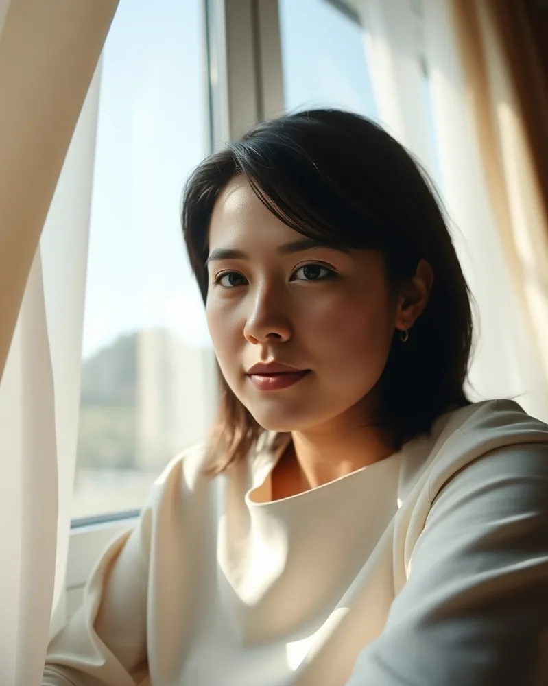Example illustrating the /editwindow command: Window-light portrait
