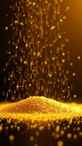 Example illustrating the /goldrain command: Golden particle rain