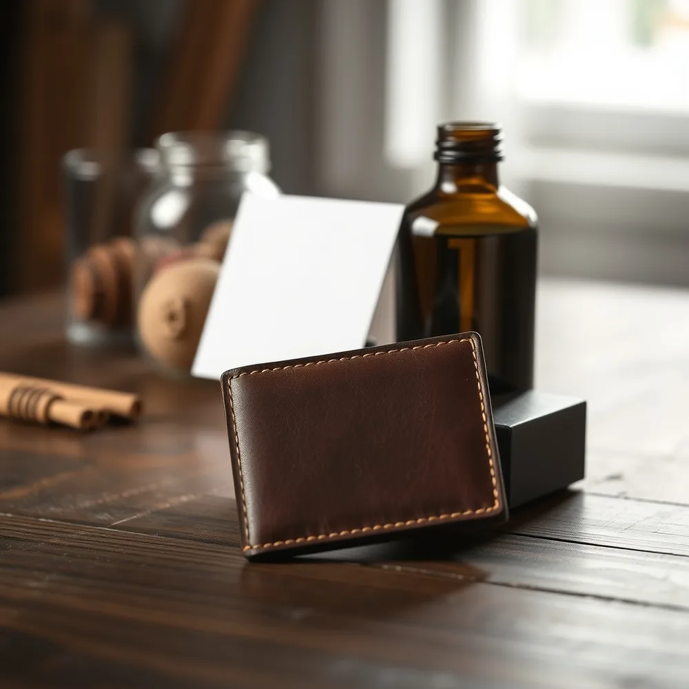 Exemple illustrant la commande /jewelwallet : Portefeuille en cuir