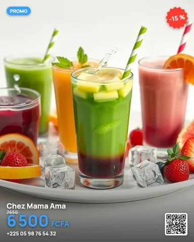 Example illustrating the /juicebar command: Juices and smoothies