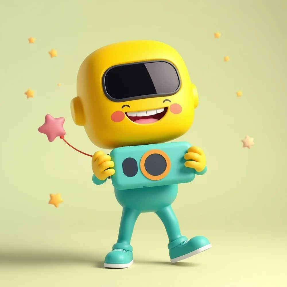 Exemple illustrant la commande /mascotbalance : Personnage 3D en train de porter le produit