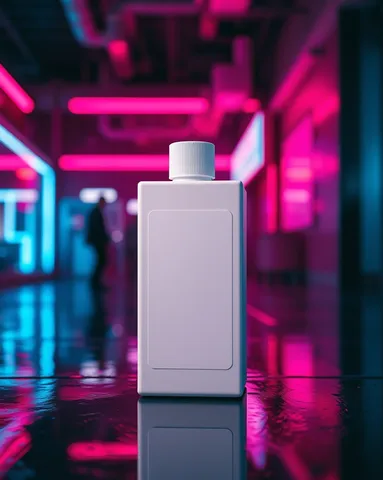 Exemple illustrant la commande /neon : Scène futuriste au néon