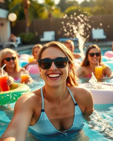 Example illustrating the /poolparty command: Pool party
