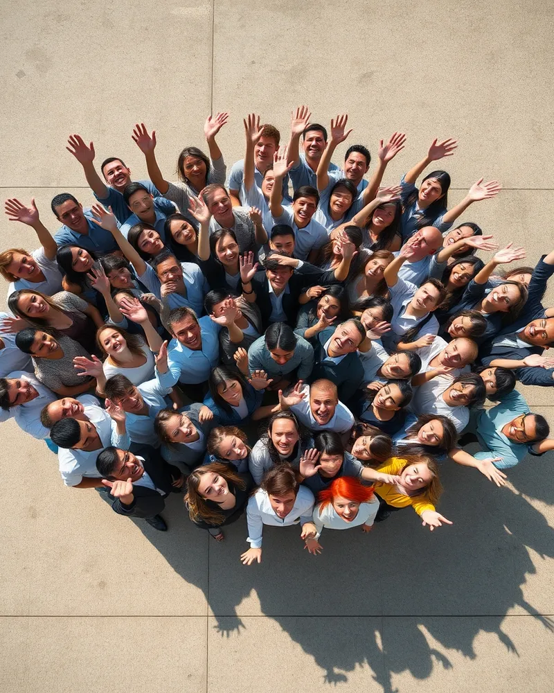 Exemple illustrant la commande /skygroup : Vue du ciel : groupe ou famille